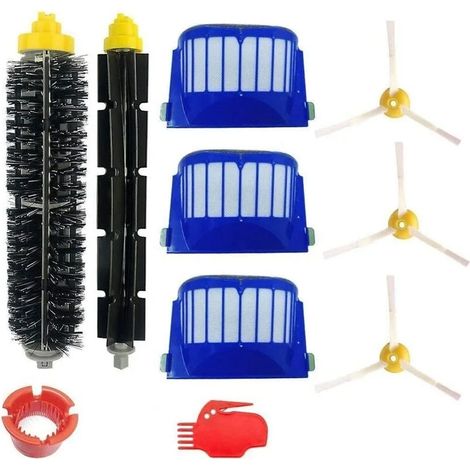 Refill Kit for Roomba 600 605 615 616 620 621 630 635 650 652 660 665 680 690 695 Series. Pack of 10 pieces Compatible with iRobot, Brushes and filters (1/5)