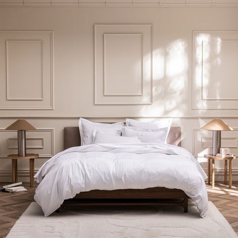 Housse de couette "Prestige" 100% Satin de coton Peigné avec fines rayures / 120 fils /cm² Coton Pur -  - Housse de couette 240 x 220 cm