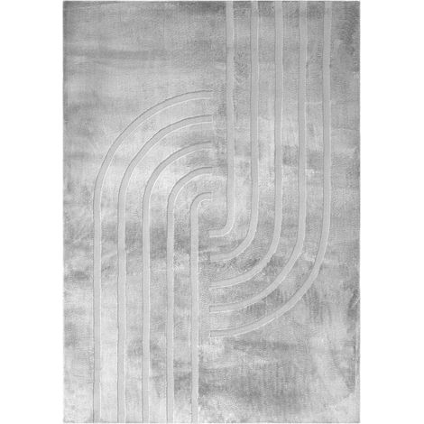 Tapis gris doux à motifs reliefs style moderne - 230 x 160 cm (1/5)