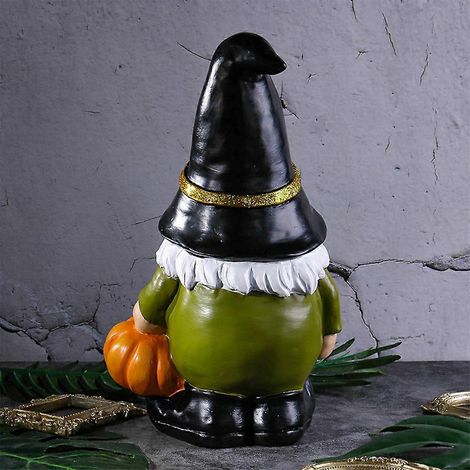 Statue de nain de jardin en résine, décoration d'Halloween, citrouille, nain elfe (1/4)