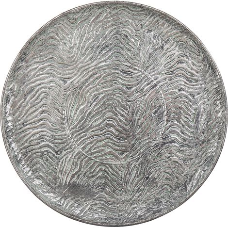 Bandeja decorativa de metal plateada redonda 48 cm vintage glamour Kitnos (1/5)
