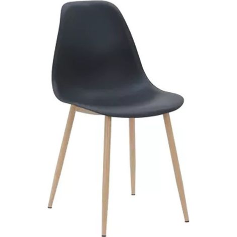 Chaise PP noir pieds métal effet bois (1/5)
