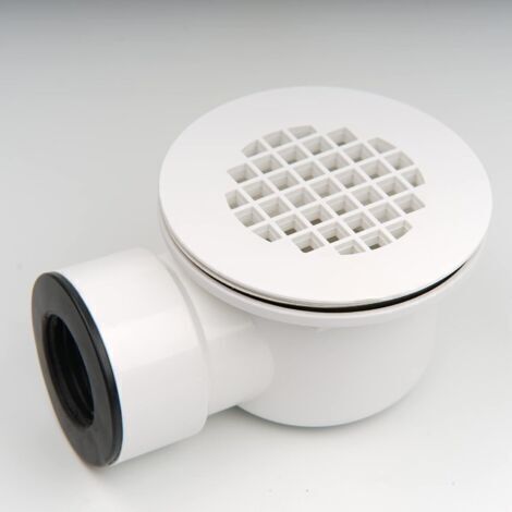 Desagüe de piso de ducha poco profundo con filtro perforado, desagüe de ducha con salida lateral de 2", desagüe de ducha plano de PVC y accesorio de desagüe con salida lateral (1/5)