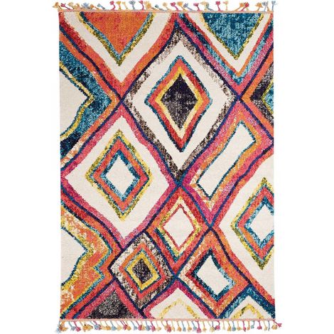 Tapis berbère 160x230 cm – Motif ethnic violet – Tissé en polypropylène – Hypoallergénique et anti-acariens – Unamourdetapis