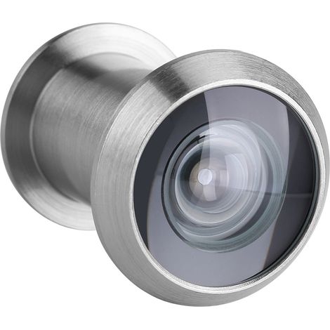 Viseur de porte sécurité domicile verre optique 220 degrés grand angle avec abattant (Argent brossé) (1/5)