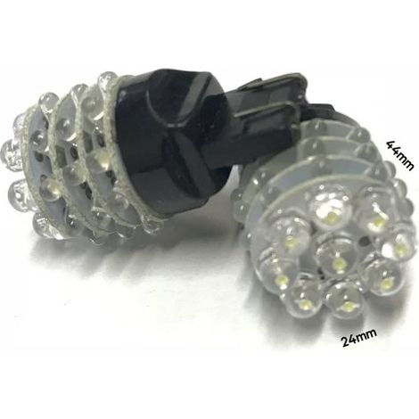 Coppia 2 Lampade Led T20 7443 W21/5W Con 9 F5 Frontale + 27 F3 Laterale Colore Rosso 12V 2W
