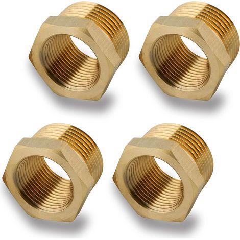 4 x 1/2" Reducer Adapter (AG Ø 32.5 mm x IG Ø 19.5 mm), Reduction AG/IG, External Thread on Internal Thread, Threaded Connection for Water Pipes (1 to 1/2 Inch) (1/5)