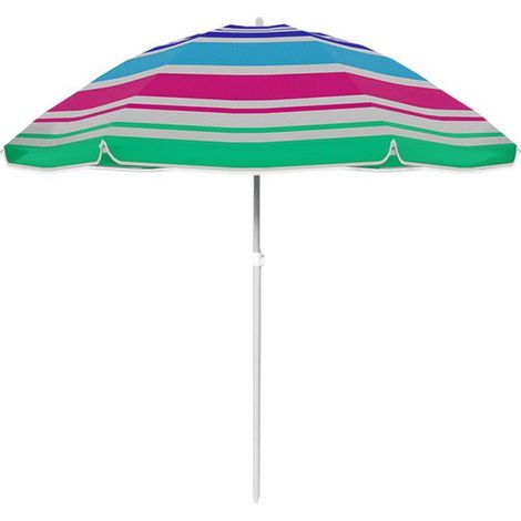 Sombrilla Nylon Acero Con Funda Rayas Azul Rosa y Verde 160 cm Jardin Playa MARBUENO SUMMER