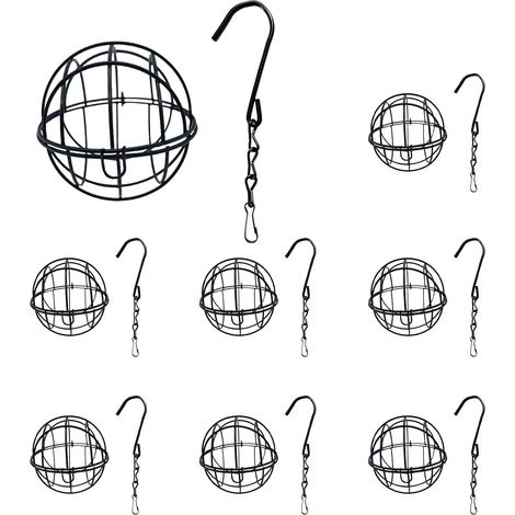Ensemble De 8 Mangeoires Suspendues pour Oiseaux, Mangeoire Sphérique en Métal, Mangeoire à Huile pour Oiseaux Sauvages — Convient Aux Jardins Et Aux Balcons (1/5)