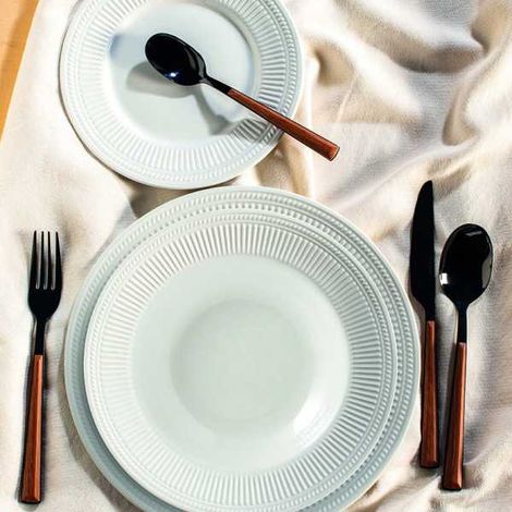 Plato Llano de Porcelana Ala Dorique 6 Unidades