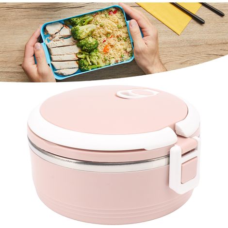 Isolierte Lunchbox mit einlagigem Laschendeckel, kleine tragbare Bento-Box aus Edelstahl mit Sicherheitsverschluss, geeignet für Kinder und Erwachsene, rosa. (1/5)