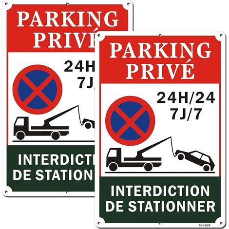Panneau Parking Privé 24H/24 7J/7 Interdiction de Stationner 20x30cm Aluminium Rigide Pré-trous Intempéries Sécurité Maison Entreprise (1/5)