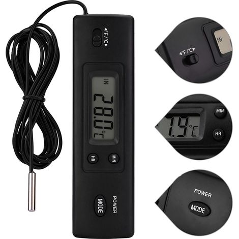 Thermomètre numérique LCD avec sonde filaire pour réfrigérateur et congélateur (1/5)