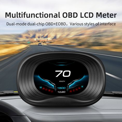 Compteur de vitesse numérique OBDII, affichage tête haute pour voiture, avec Interface OBD, tension de vitesse, horloge à kilométrage unique, alarme de température de l'eau (1/5)
