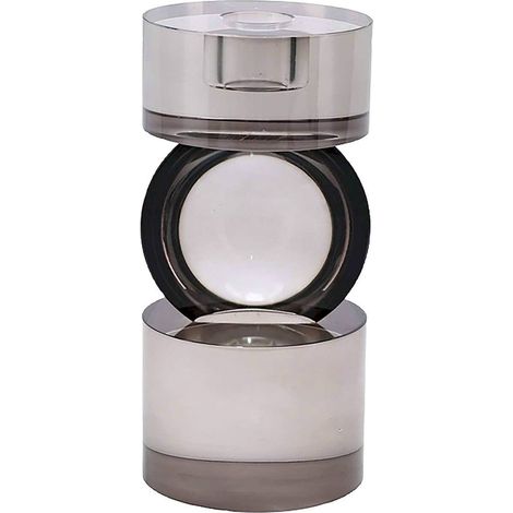 Photophore design en verre gris élégant pour décoration moderne - gris fumé transparent (1/3)