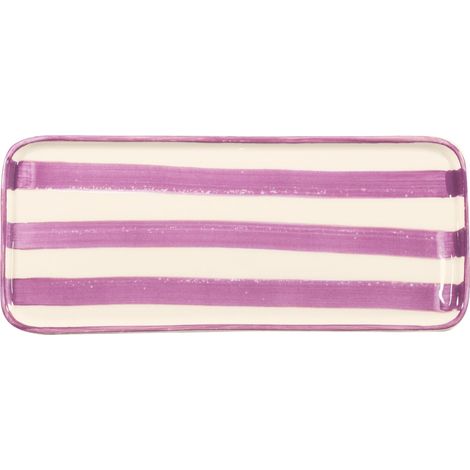 Lido Set 2 Piatti Rettangolari Serie Righe in Ceramica Artigianale Colore Viola Fatti a mano in Italia Design Moderno Elegante per la Tua Tavola