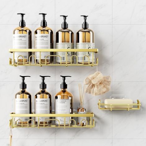 3 Étagère,Acier Inoxydable,Antirouille,Sans Percage,Salle de Bain,Cuisine (1/5)