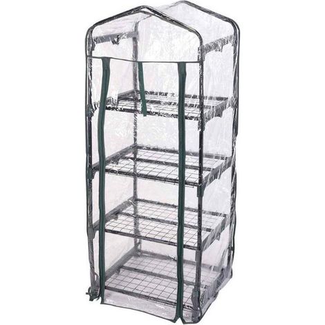 PROGARDEN invernadero 4 pisos 130x50x45 cm , Invernadero 4 pisos 130 x 50 x 45 cmInvernadero de aluminio con 4 estantes de cultivoInvernadero práctico y robusto para todas