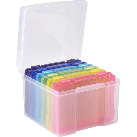 Adatto a bustine portafoto da 5x7 pollici e coperture trasparenti con anello, 6 tasche interne, scatola di plastica per riporre gli oggetti. (1/2)