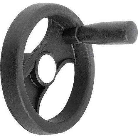 KIPP 2-Speichenhandrad D1=129 Passbohrung D2=12H7 Polyamid schwarz (1/3)