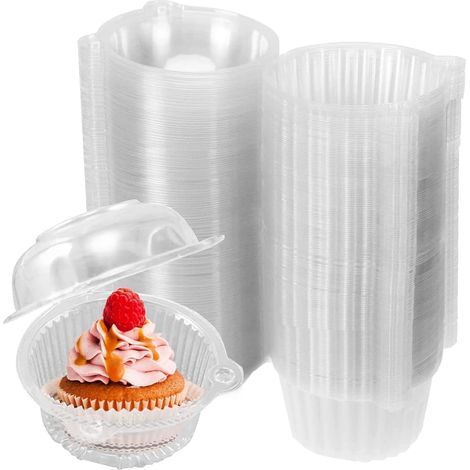 60 scatoline trasparenti per cupcake, 11,5 cm, scatoline individuali in plastica per cupcake, semplici contenitori per alimenti con coperchio a cerniera per muffin grandi e insalate