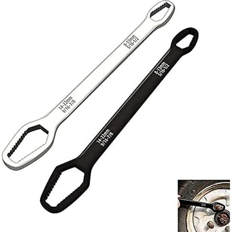 Lot de 2 clés Torx universelles à double tête auto-serrantes réglables 8 à 22 mm en forme de planche aux deux extrémités multi-usages pour conduite en extérieur ou entretien de voiture à (1/4)