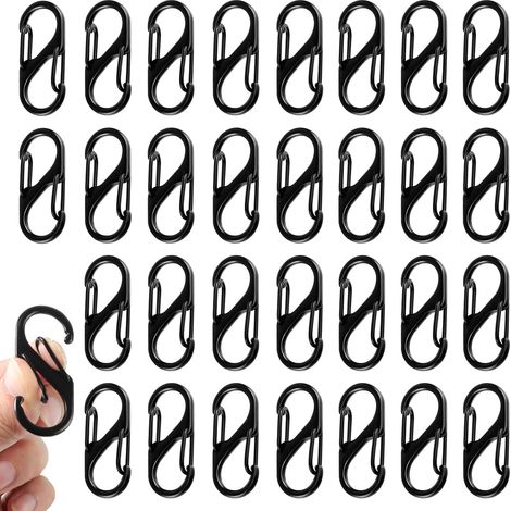Lot de 30 Mini mousquetons en S 32 mm en métal, Noir (1/5)