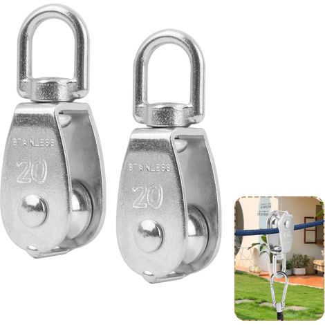 Juego de 2 poleas tensoras M20 – rodamientos de bolas – cable de 3-8 mm – para uso interior/exterior (1/4)