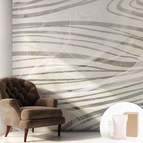 Fototapete Tapete Vliestapete mit Kleber - trendige Wanddeko - Schlafzimmer - Wohnzimmer Wellenförmige Linien 250x250 cm (1/5)