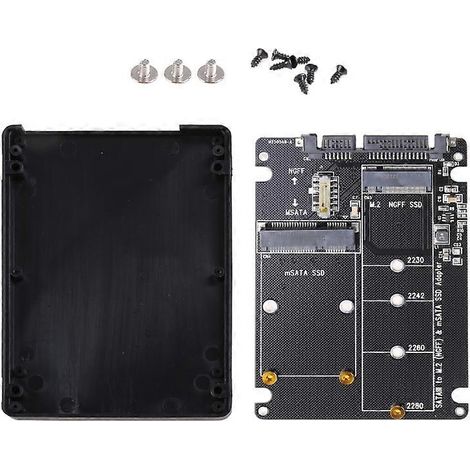 Carte adaptatrice convertisseur MSATA/M.2 NGFF vers SATA3 2 en 1 pour boîtier (1/5)