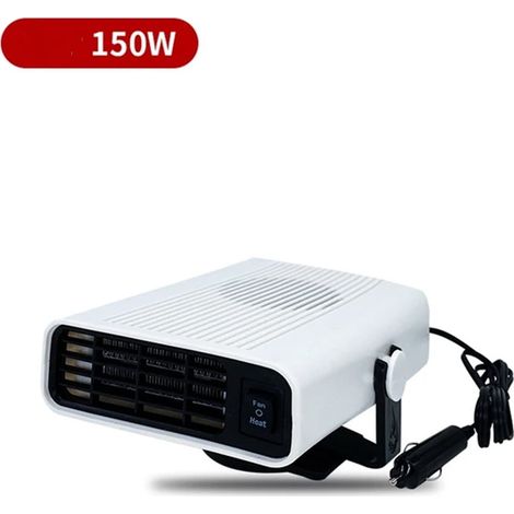 Chauffage Voiture 12 V 120 W - Désembuage et Dégivrage - Support Rotation 360° - Cordon 1,5 M - Noir