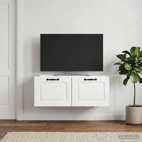 Wandmontierter TV-Schrank Hochglanz Weiß 78,5 x 31 x 30 cm (1/5)