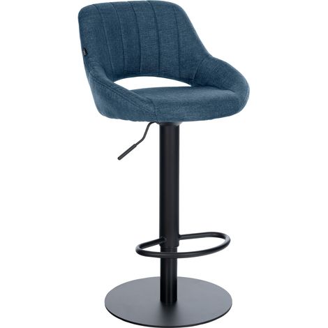 Barhocker Milet Schwarz mit extra schwerem Standfuß blau Stoff (1/5)
