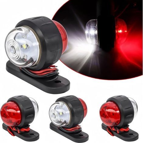 4 Feux latéraux de camion Pour Remorque Feux de Position LatéRaux Led Feux de Position LatéRaux ArrièRe Feu de Gabarit 12 / 24v Rouge/Blanc éTanche Led Feux de CôTé, Pour Remorque Cami (1/4)