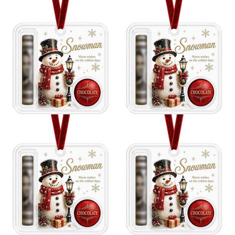 Universeller holografischer Acryl-Weihnachtsbaumschmuck – Set mit 4 wiederverwendbaren Christbaumhängern mit Platz für Geld oder Süßigkeiten – geeignet für gerollte Geldscheine und kleine Pralinen – 1 (1/5)