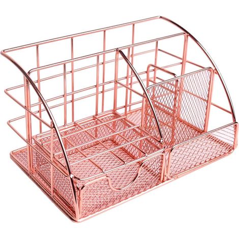 Stiftehalter aus Netzgewebe für den Schreibtisch, Schreibtisch-Organizer in Roségold, elegantes Design, geeignet für Büro- und Künstlerbedarf, leicht zu transportieren (Roségold).