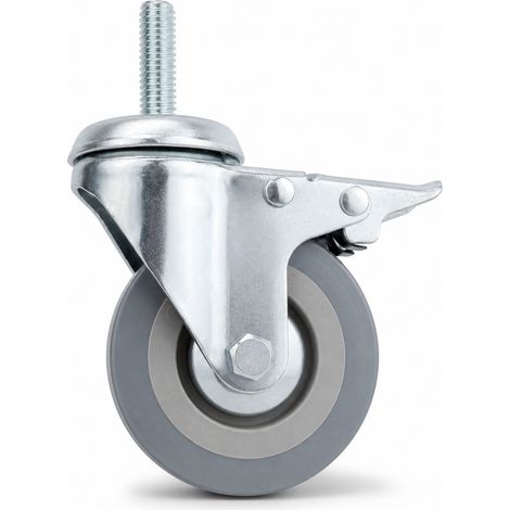PVC-Lenkrolle mit Bremse für Wagen, Gewinde M12 3