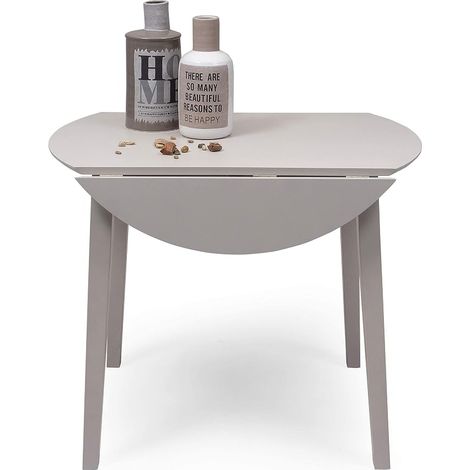 Table de Salle à Manger ou Cuisine Pliable 90 cm de Diamètre, Bois Laqué et MDF Gris, Mécanisme d'Extension Manuel avec Trois Positions, 90 x 17,5/55/17,5 x 75 cm (1/4)
