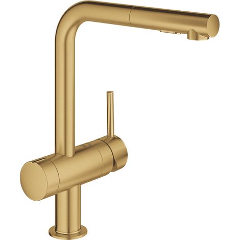 Grohe – Mitigeur d’évier monocommande 31558GN0 – Finition or – Bec en L – Montage monotrou – Débit 7,5 l/min – Cartouche céramique 46mm