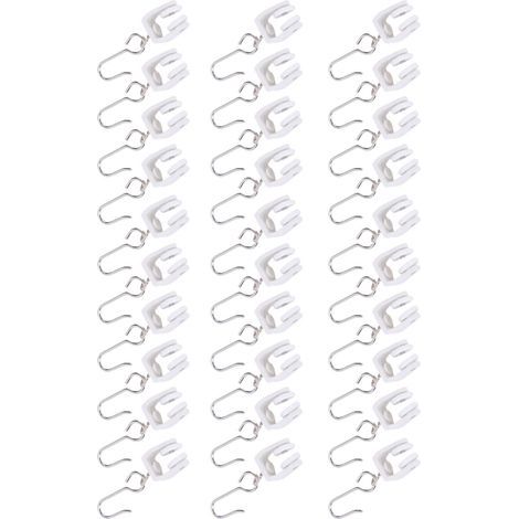 Jeu de crochets de Rail de rideau, rouleaux de Rail avec crochets en S en acier inoxydable pour séparateurs de pièce, rideaux montés au plafond (1/5)