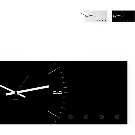 Orologio da parete portachiavi lavagna magnetica organizer Clock&More - Nero