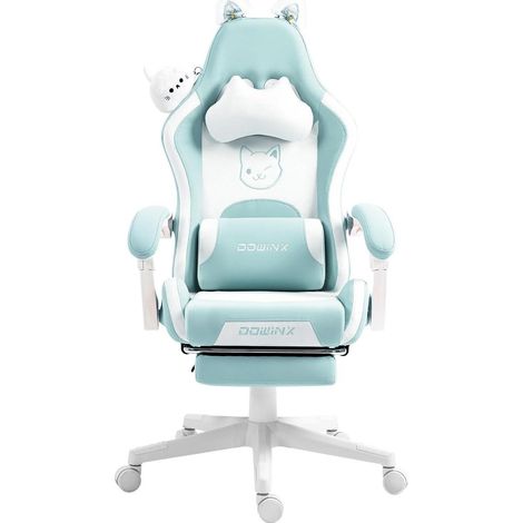 Dowinx Gaming Stuhl Katze Edition Ergonomischer Computerstuhl PU-Leder Blau (1/5)