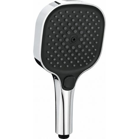 Pommeau de douche carré 26,8 × 28 × 7,7 cm 350 g douchette salle de bain pommeau de douche chromé seul raccord fileté 0-80°C BS173 – Livraison gratuite (1/4)