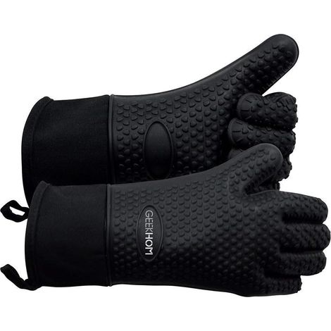 Gants BBQ Anti Chaleur Résistants Gants de Cuisine en Silicone pour Four, Grillade, Plancha et Fumoir, Imperméables et Antidérapants avec Doublure en Coton Confortable (1/5)