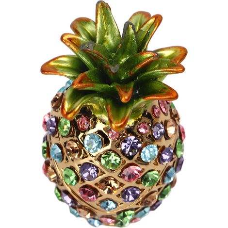 Mini boîte à bijoux ananas, en alliage de strass, aux couleurs vives, multifonctionnelle, boîte à bijoux pour coiffeuse. (1/5)