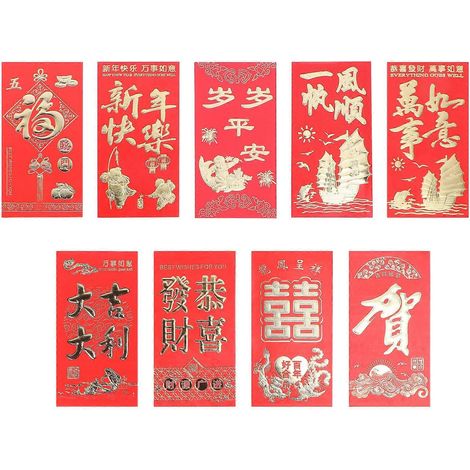 Lot de 36 pochettes rouges délicates vides pour enfants (motif aléatoire) - Fournitures de fête (1/4)