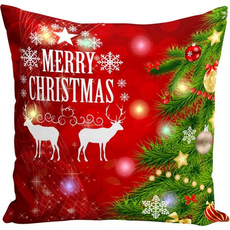 Taie d'oreiller lumineuse LED en flanelle, décoration de Noël, cadeau original (1/4)