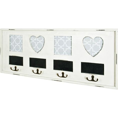 Patère Murale Vintage "Coeur" 63cm Blanc (1/2)