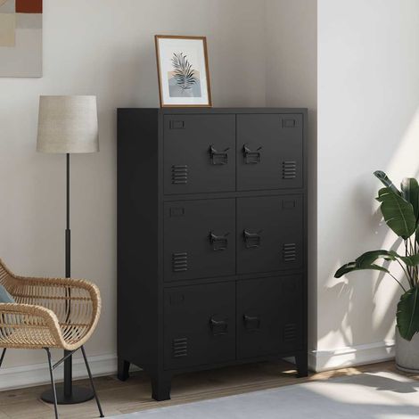 Armoire de rangement industrielle, noire, 75 x 40 x 120 cm, acier