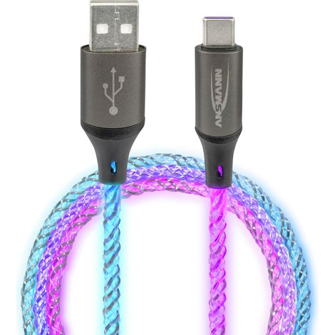 ANSMANN Câble USB-A vers USB-C lumineux 100 cm en fibres de verre (1 pce) (1/5)